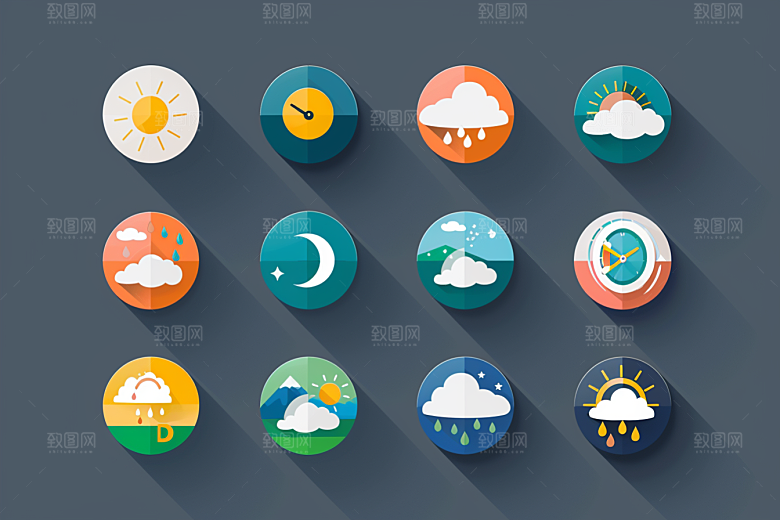 天气图标简约天气预报素材