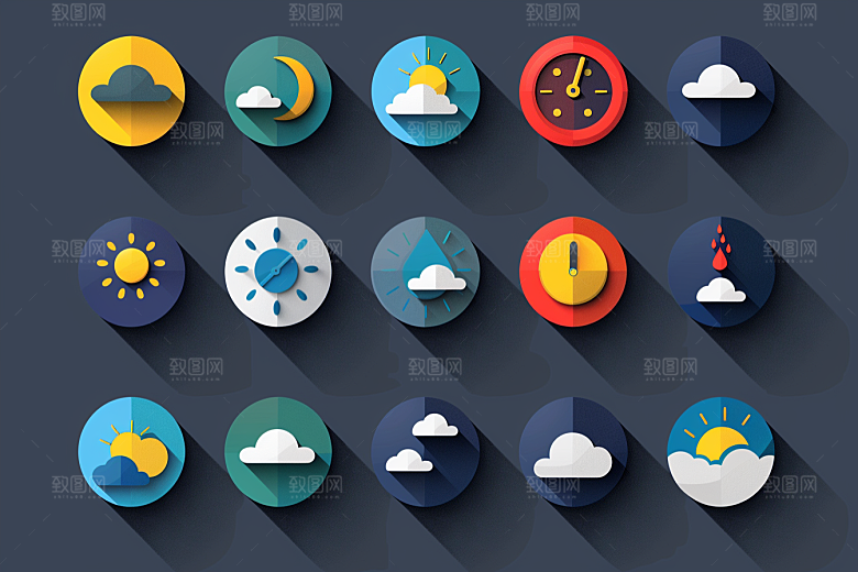 天气图标简约UI素材