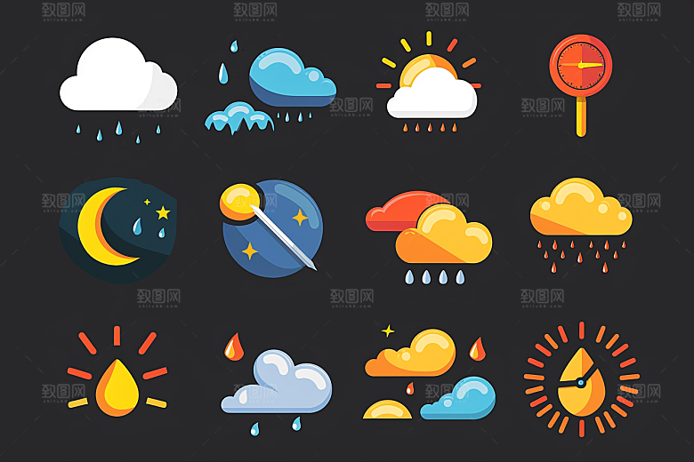 天气图标天气预报晴雨表素材