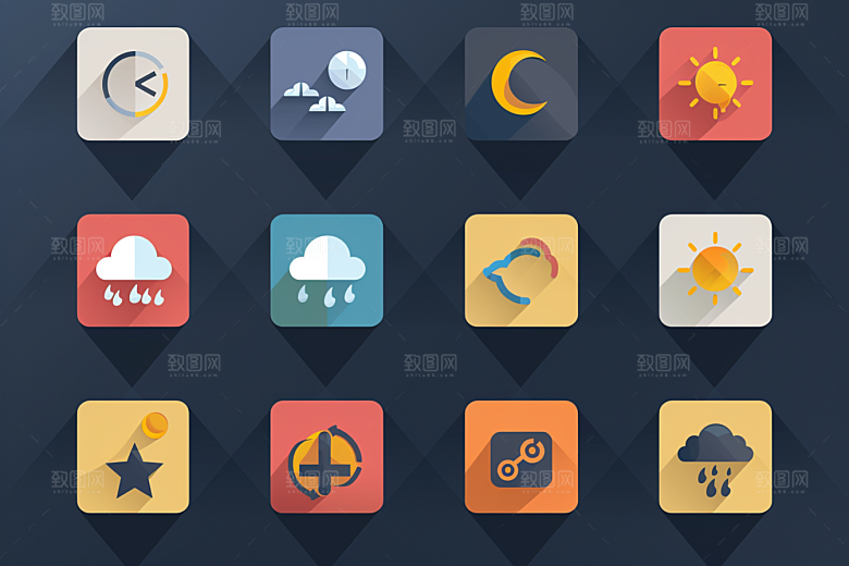 天气图标彩色晴雨表素材