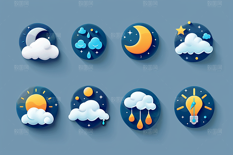天气图标质感晴雨表素材