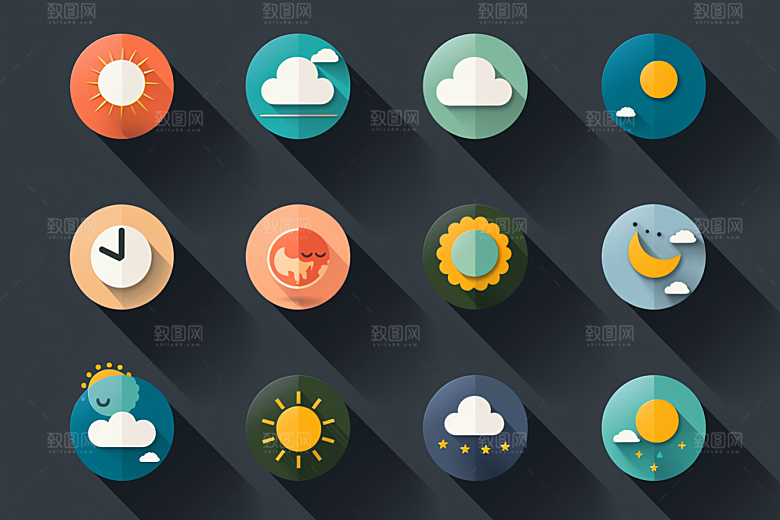 天气图标天气预报界面素材
