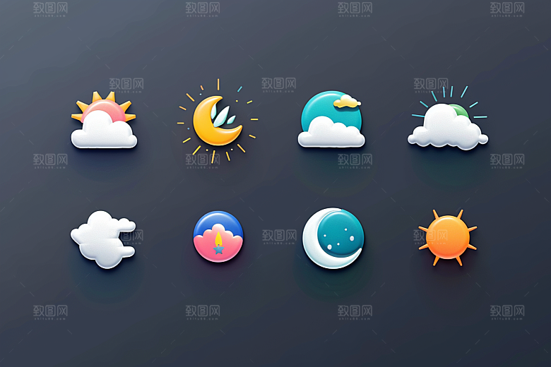 天气图标质感图形素材