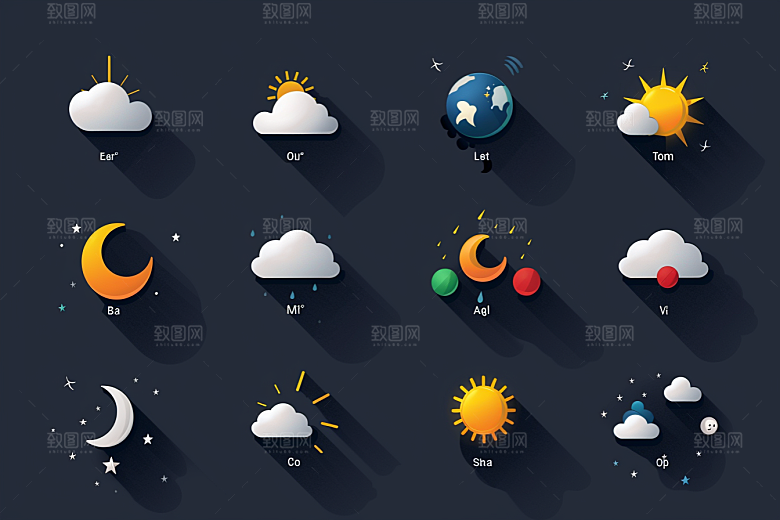 天气图标高清彩色素材