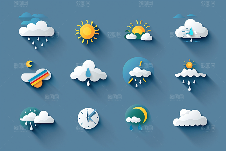 天气图标界面简约素材