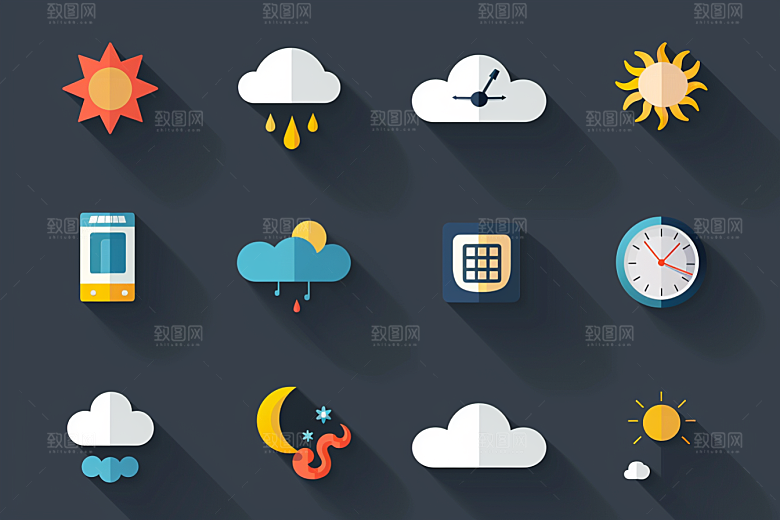 天气图标UI质感素材