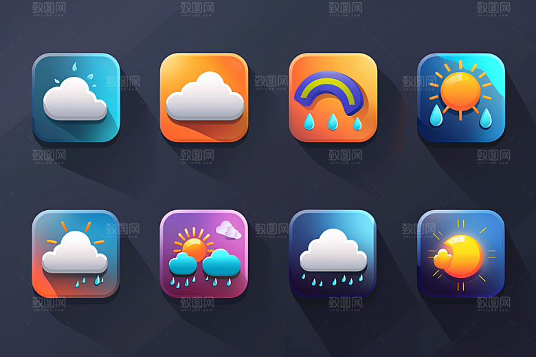 天气图标简约质感素材