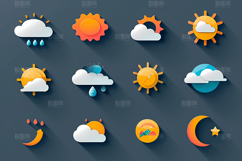 天气图标高清彩色素材