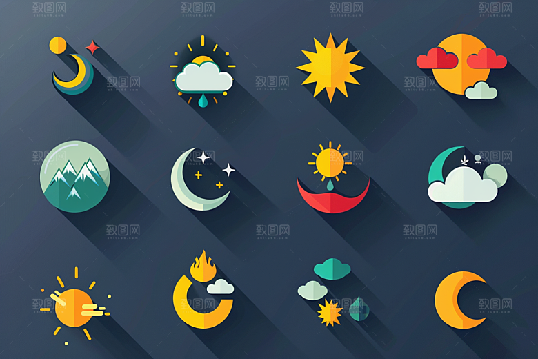 天气图标简约质感素材