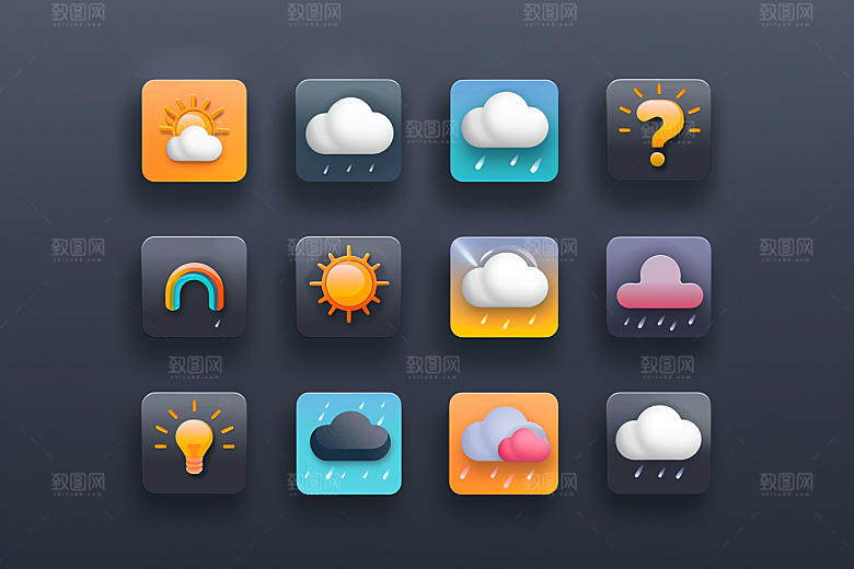 天气图标简约彩色素材