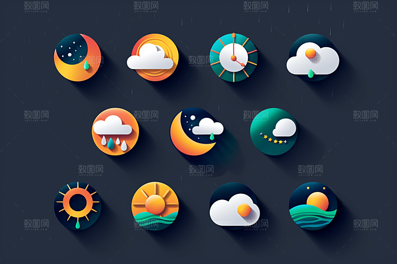 天气图标界面设计感素材