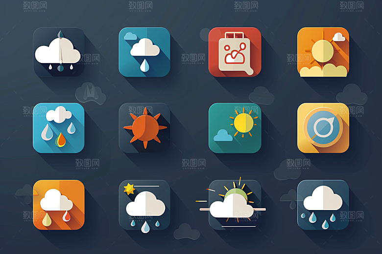 天气图标界面简约素材