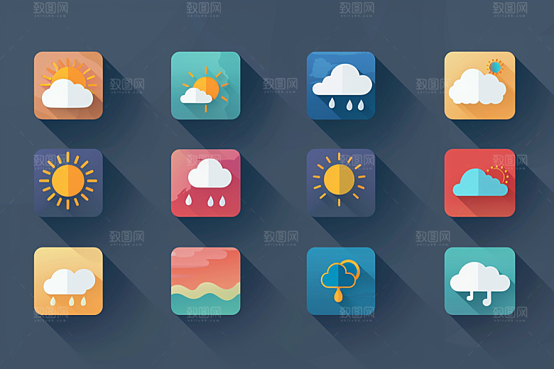 天气图标质感天气预报素材