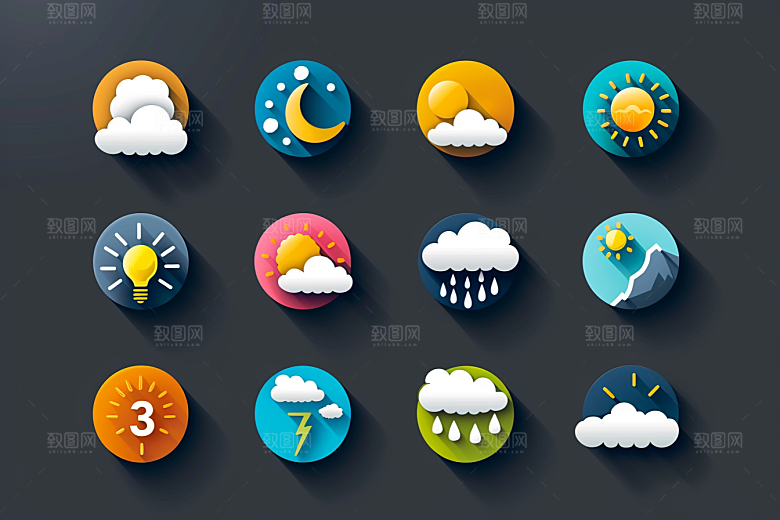 天气图标晴雨表简约素材