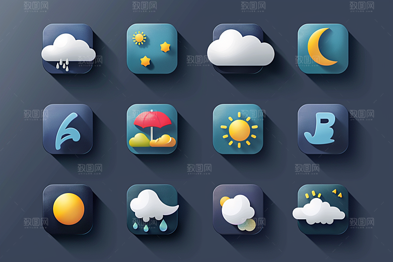 天气图标晴雨表UI素材