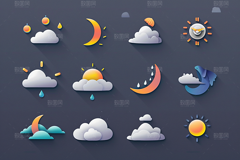 天气图标界面彩色素材
