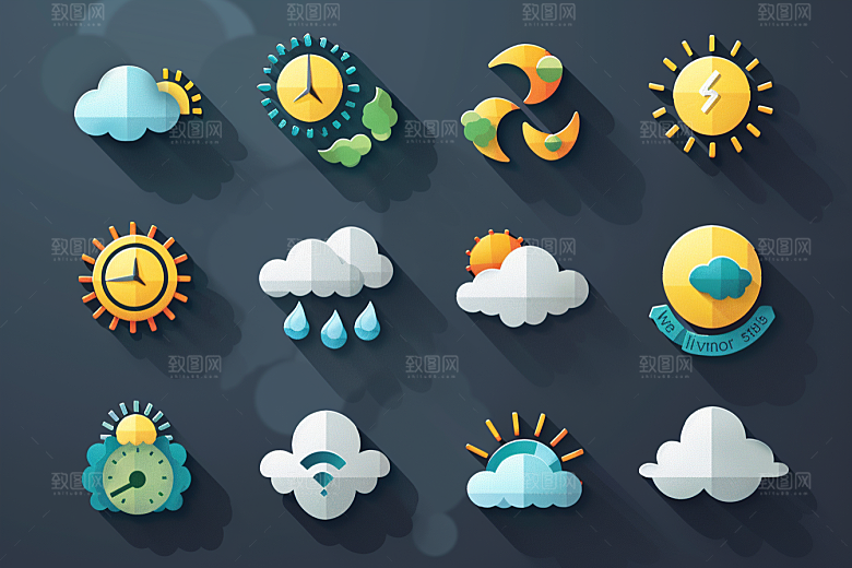 天气图标质感天气预报素材