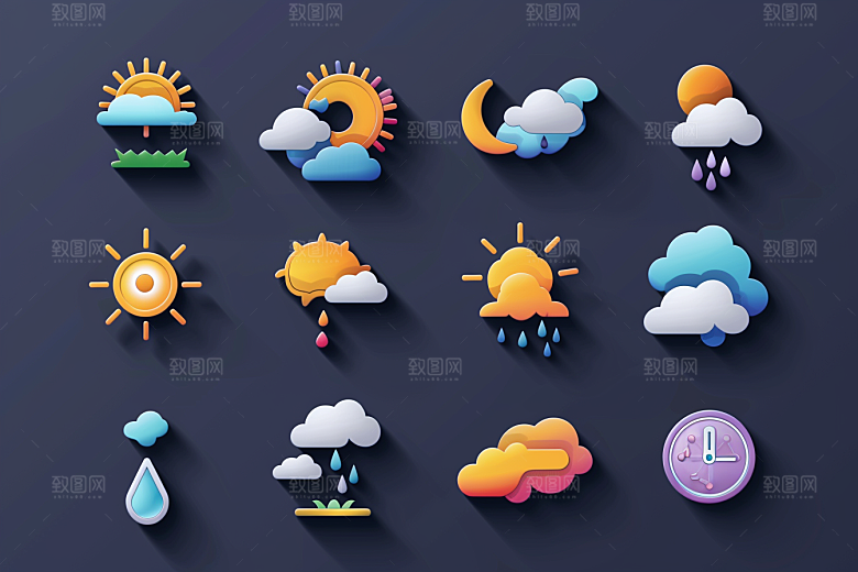 天气图标UI简约素材