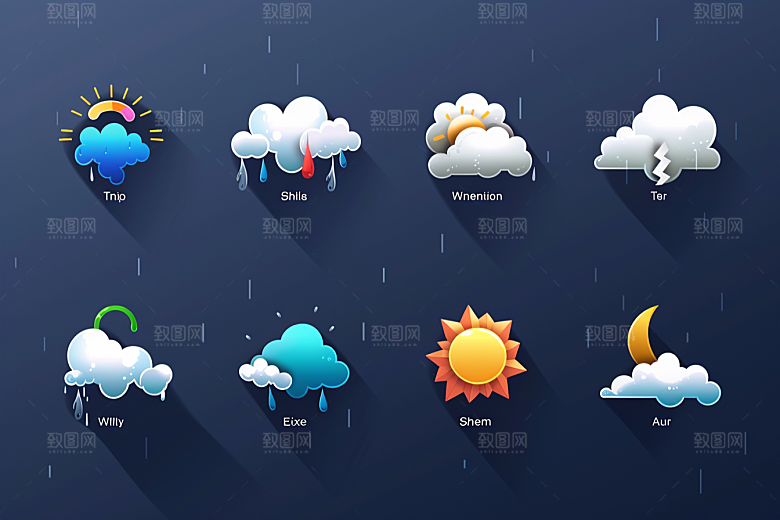 天气图标晴雨表界面素材