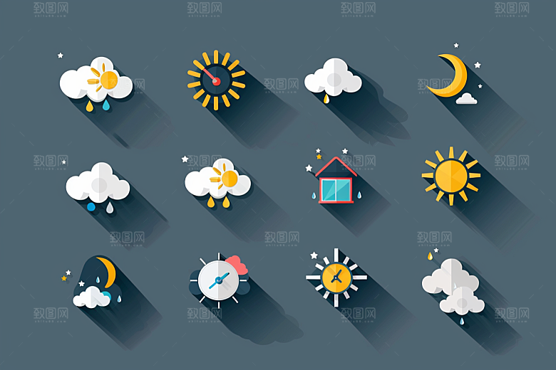 天气图标简约界面素材