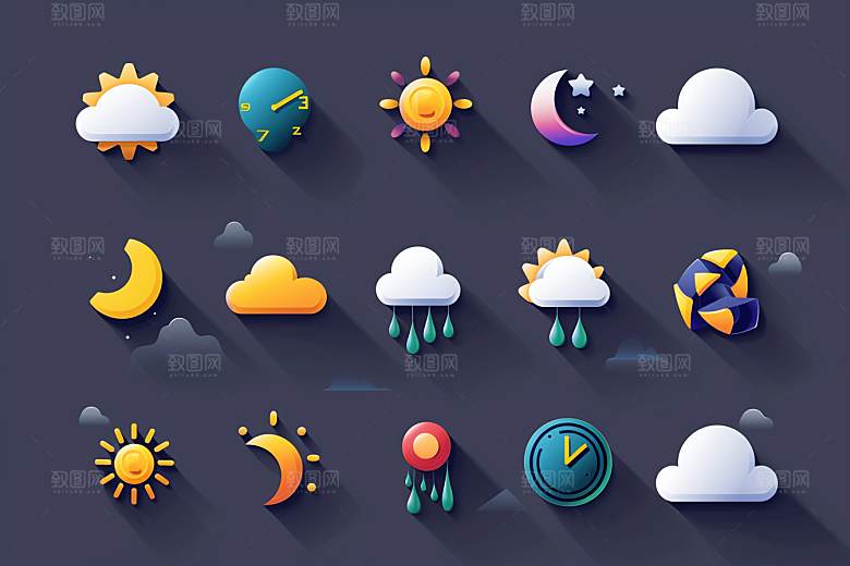 天气图标质感UI素材