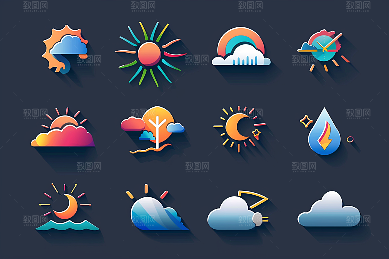 天气图标UI天气预报素材