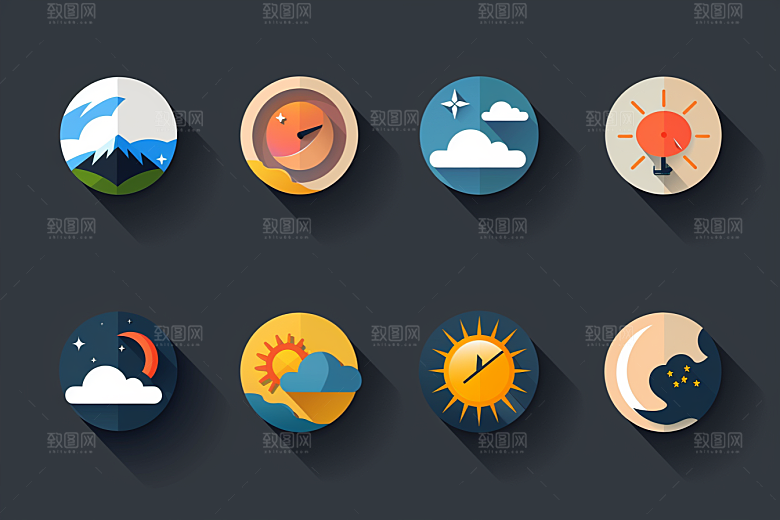 天气图标质感UI素材