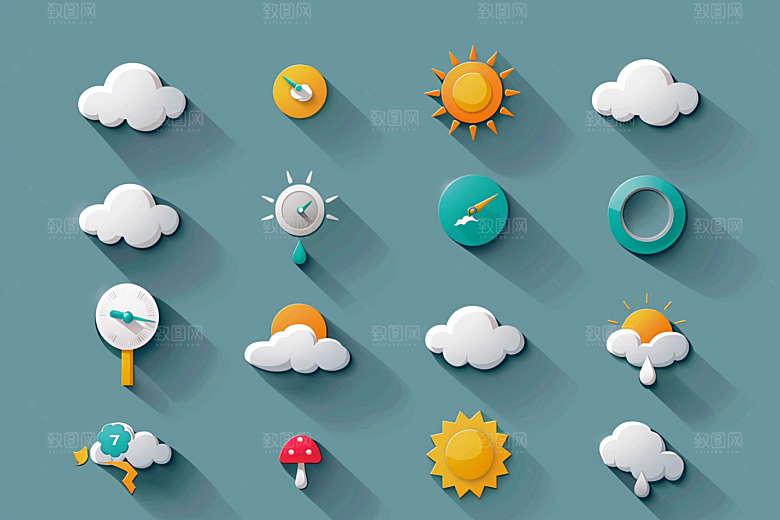 天气图标晴雨表图形素材