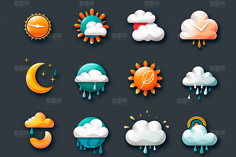 天气图标质感图形素材