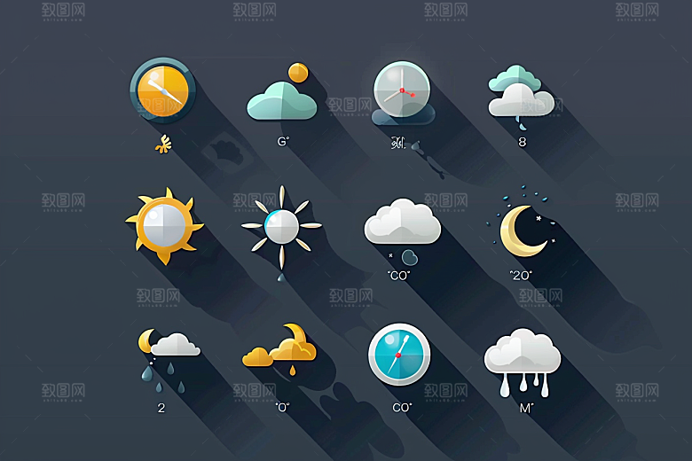天气图标质感天气预报素材