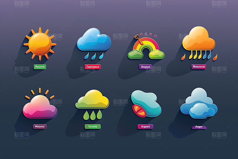 天气图标界面彩色素材