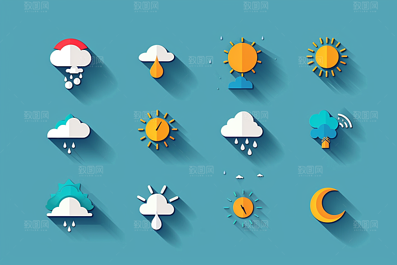 天气图标彩色晴雨表素材