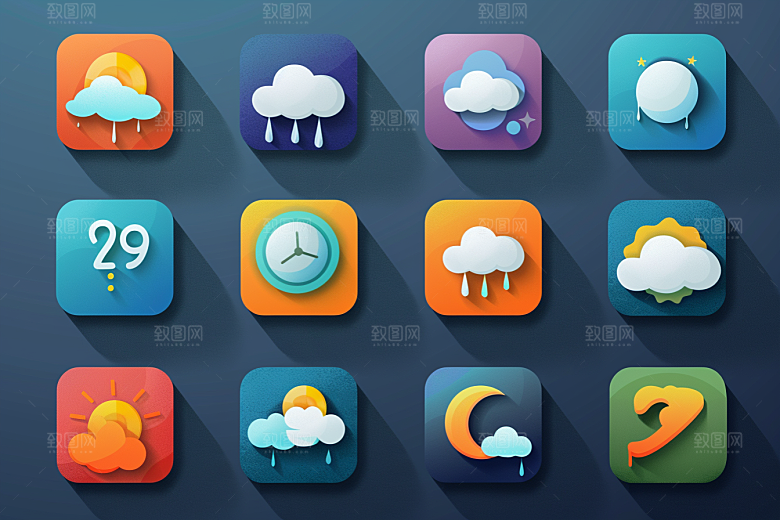 天气图标UI彩色素材