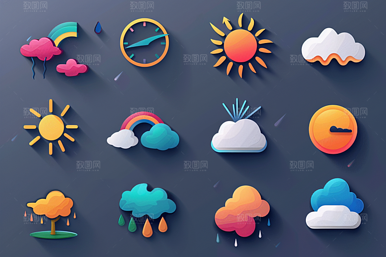 天气图标简约质感素材