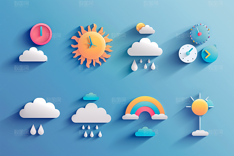 天气图标质感晴雨表素材
