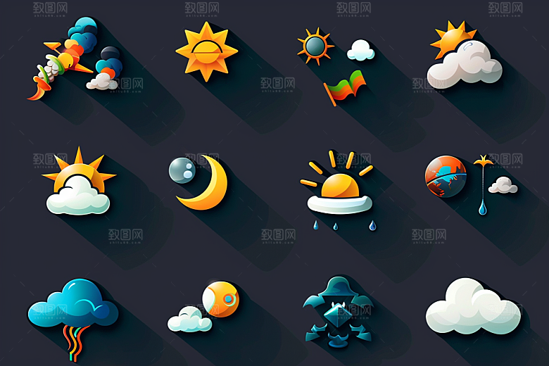 天气图标界面天气预报素材