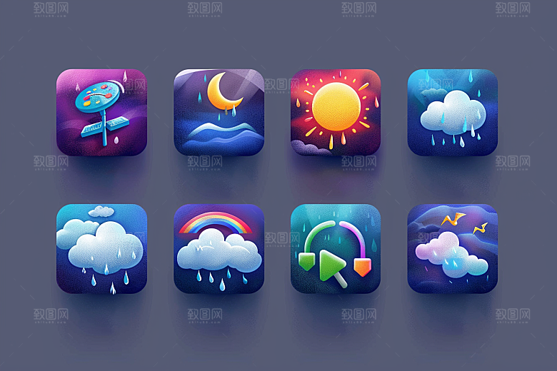 天气图标彩色晴雨表素材