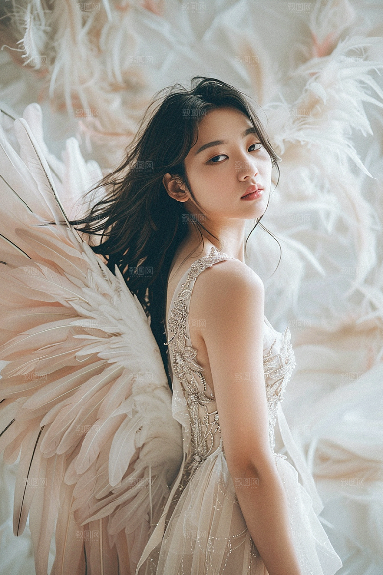 天使女神肖像纯洁摄影图