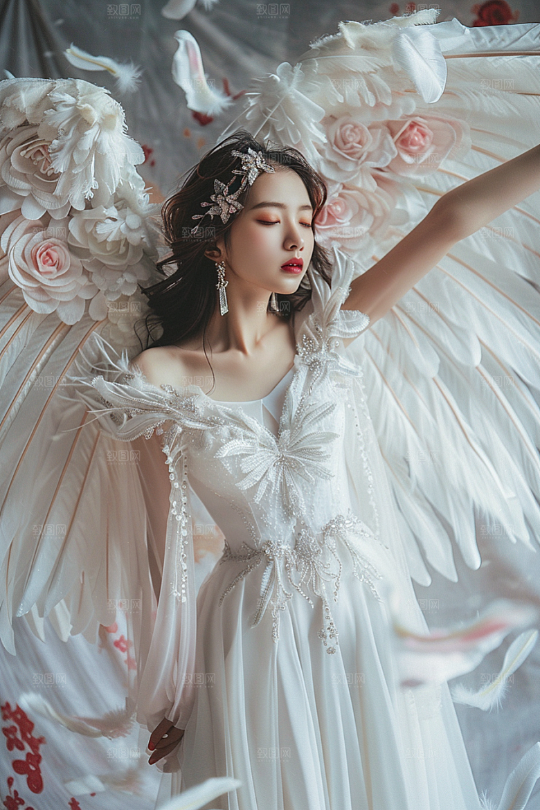 天使女神白色纯洁摄影图