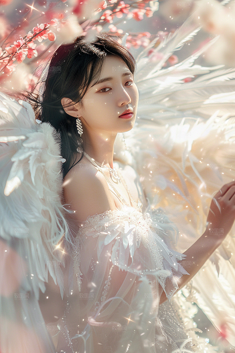 天使女神纯洁白色摄影图