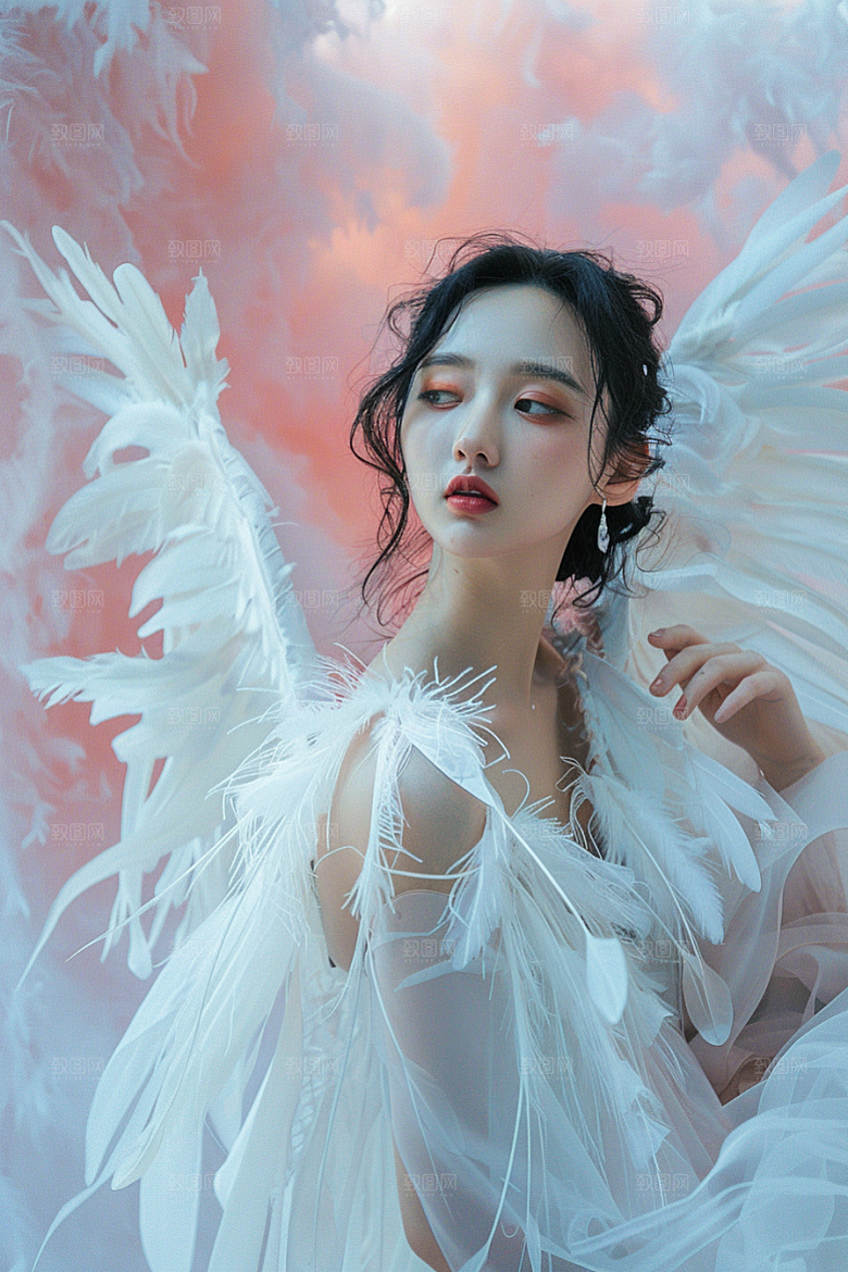 天使女神清新白色摄影图
