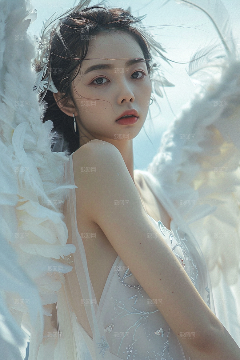 天使女神美女清新摄影图