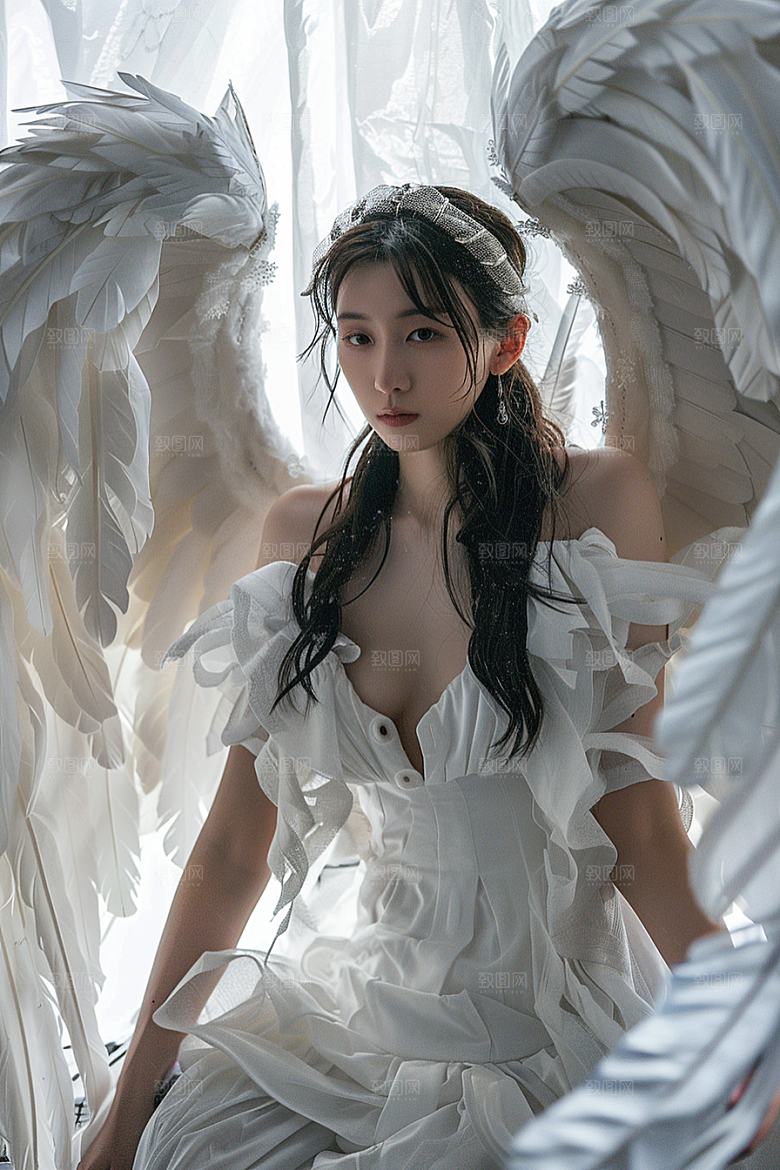 天使女神白色纯洁摄影图