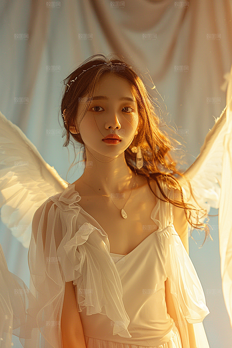 天使女神写真白色摄影图
