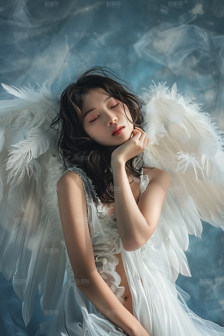 天使女神写真白色摄影图