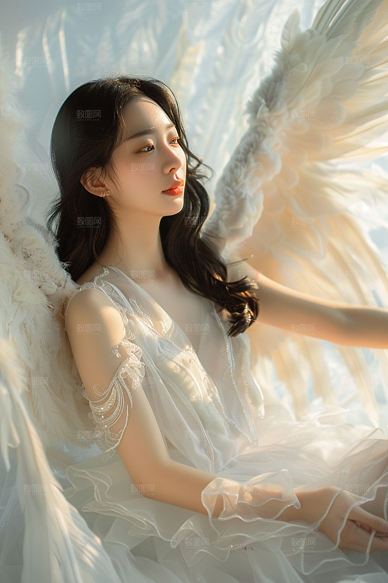 天使女神清新肖像摄影图