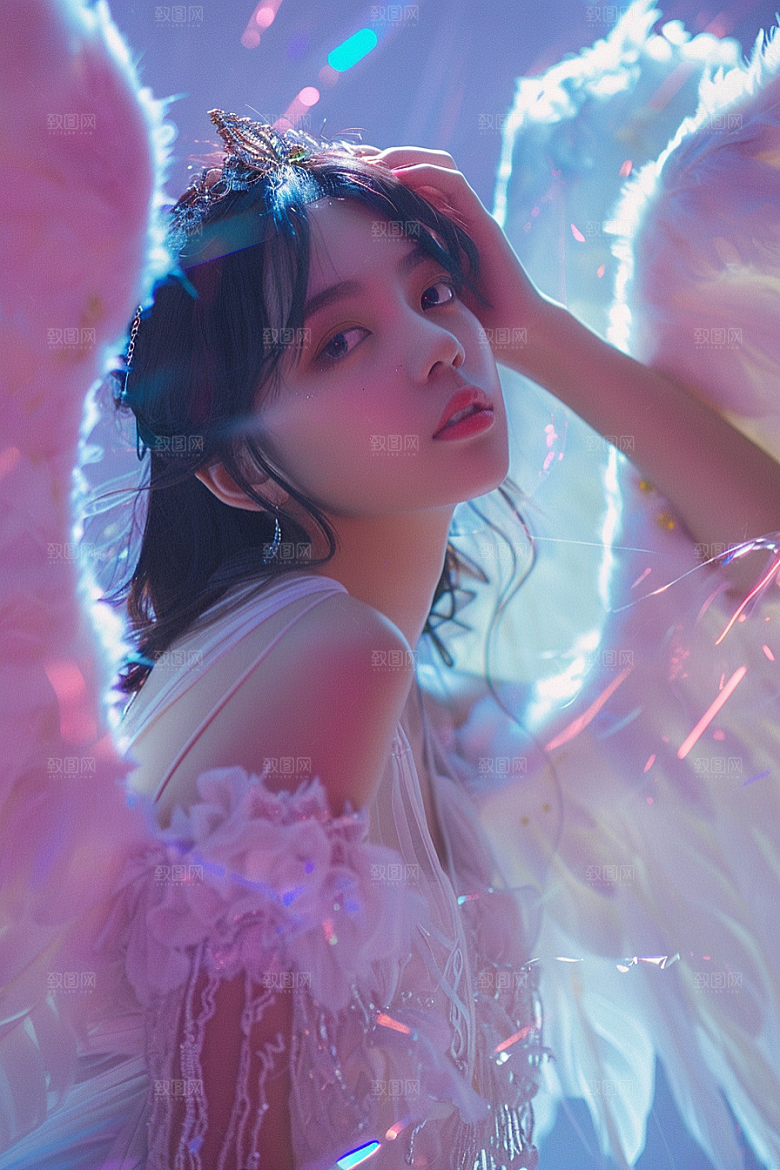 天使女神高清白色摄影图