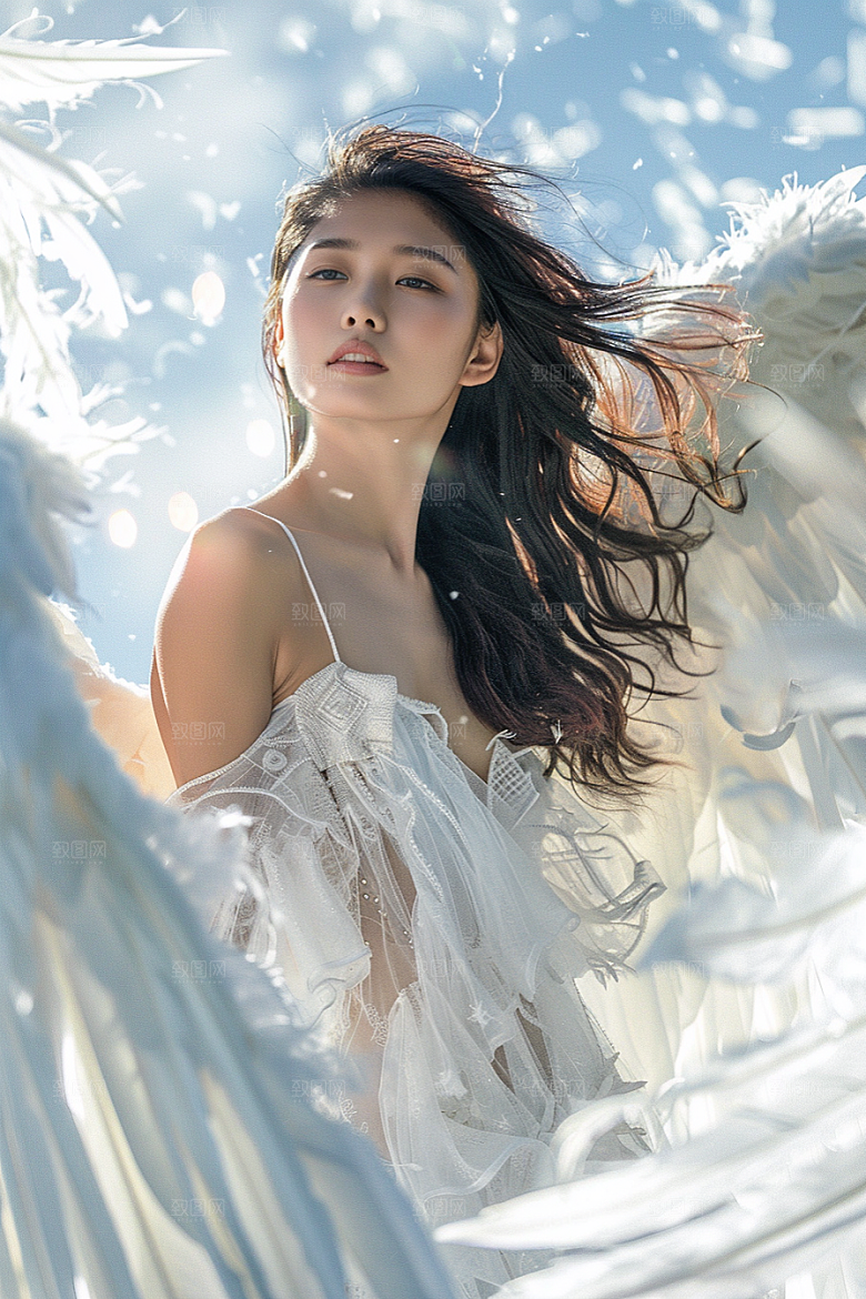 天使女神白色写真摄影图
