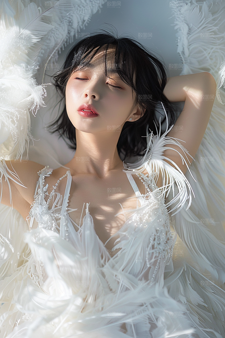 天使女神人物白色摄影图