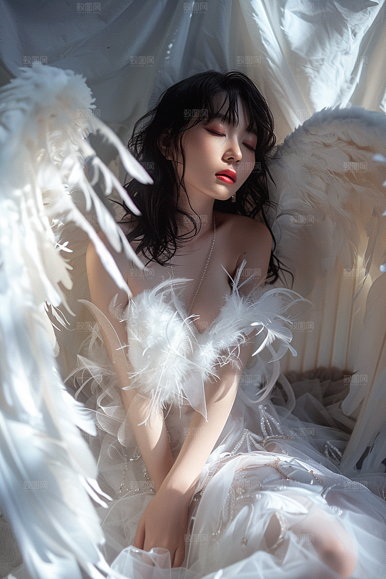 天使女神美女肖像摄影图